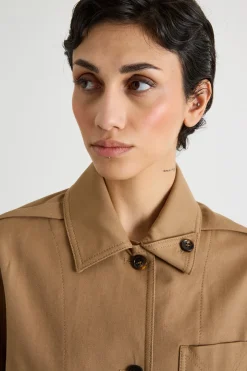 Giacca crop in twill stretch - Cammello