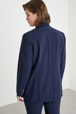 Giacca doppiopetto con scollo a V - Blu