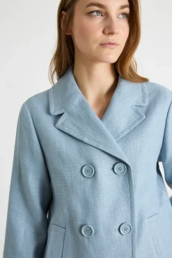 Giacca doppiopetto modello caban - Azzurro