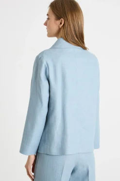 Giacca doppiopetto modello caban - Azzurro