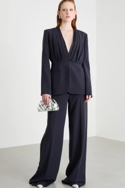 Giacca drappeggiata in crepe - Blu