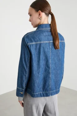 Giacca dritta con tasche - Blu
