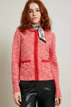 Giacca dritta in jersey tweed - Corallo