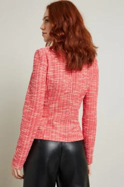 Giacca dritta in jersey tweed - Corallo