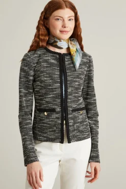 Giacca dritta in jersey tweed - Nero Bianco