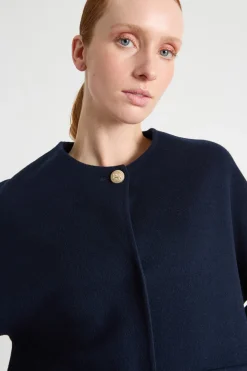 Giacca girocollo con bottone - Blu