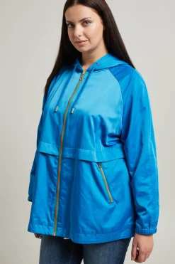 Giacca impermeabile in raso - Blu
