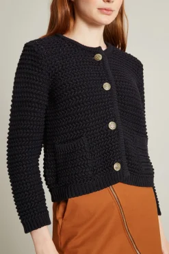 Giacca in cotone crochet - Nero