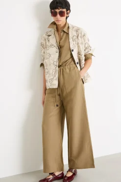 Giacca in drill ricamato - Avorio Beige