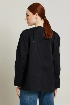 Giacca in gabardina con ricami - Nero