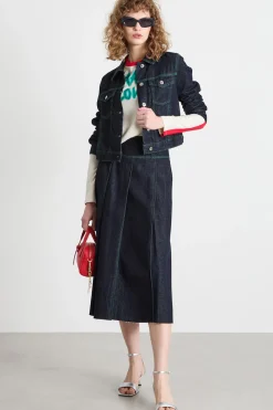 Giacca in jeans con impunture - Blu