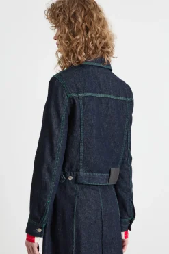 Giacca in jeans con impunture - Blu