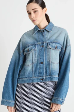Giacca in jeans dalla linea boxy - Azzurro