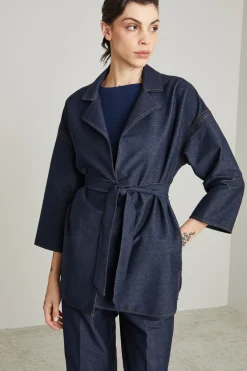 Giacca in jersey effetto denim - Blu Denim