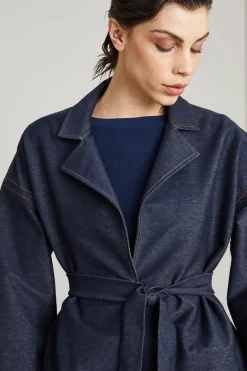 Giacca in jersey effetto denim - Blu Denim