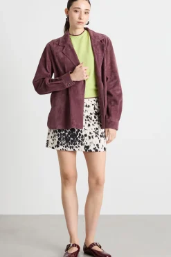 Giacca in pelle con cintura - Bordeaux