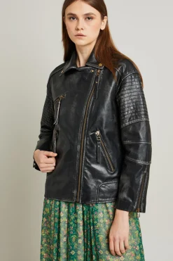 Giacca in pelle - Nero