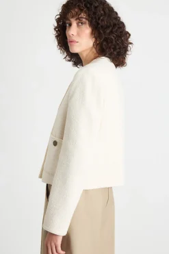 Giacca in stuoia stretch - Avorio