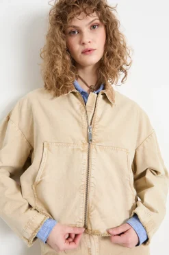 Giacca in tela con maxi tasche - Beige
