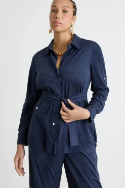 Giacca in tessuto dal finish vellutato - Blu