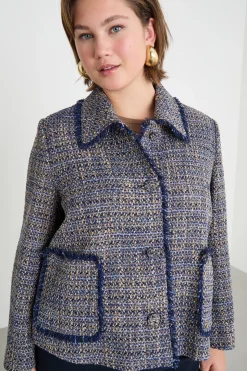 Giacca in tweed - Blu Beige