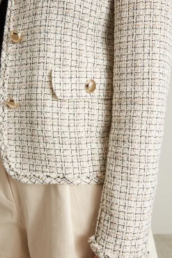 Giacca in tweed con bottoni - Avorio