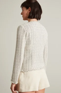 Giacca in tweed con bottoni - Avorio