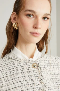 Giacca in tweed con bottoni - Bianco Beige