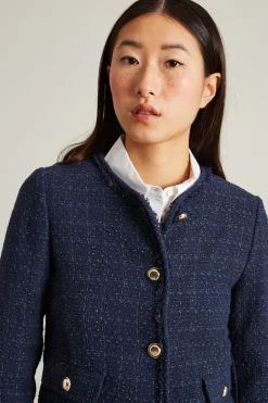 Giacca in tweed con bottoni - Blu Notte
