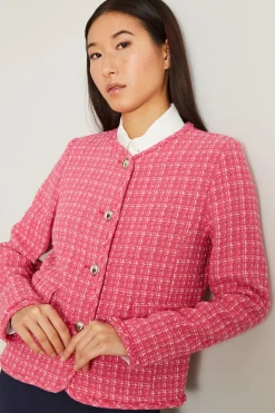 Giacca in tweed con bottoni - Rosa