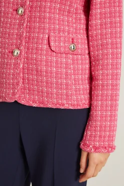 Giacca in tweed con bottoni - Rosa