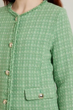Giacca in tweed con bottoni - Verde