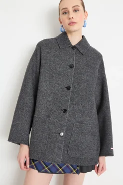 Giacca lunga con tasche - Grigio