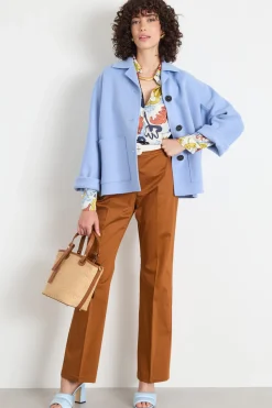 Giacca monopetto con tasche applicate - Azzurro