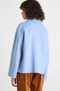 Giacca monopetto con tasche applicate - Azzurro