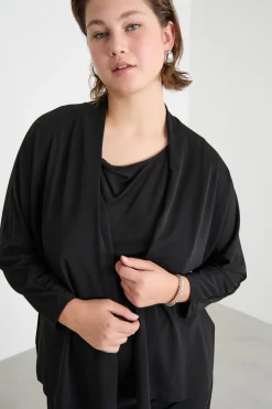 Giacca open-front in jersey - Nero