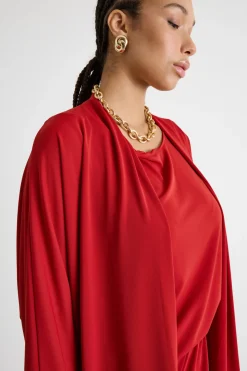 Giacca open-front in jersey - Rosso