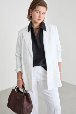 Giacca open-front in twill - Bianco