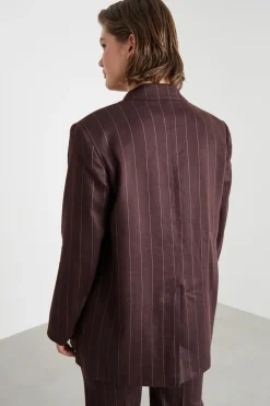 Giacca open-front in twill - Marrone