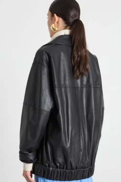 Giacca over in pelle - Nero