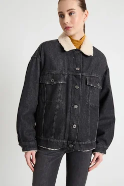Giacca oversize in jeans - Nero