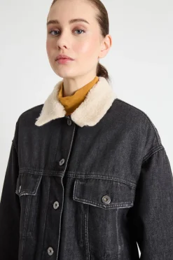 Giacca oversize in jeans - Nero