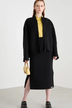 Giacca oversize in tessuto doppio - Nero