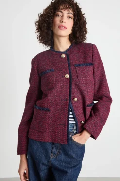 Giacca sfiancata in stuoia tweed - Bordeaux Blu
