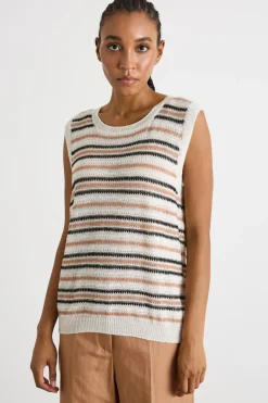 Gilet a coste - Bianco Cammello Nero