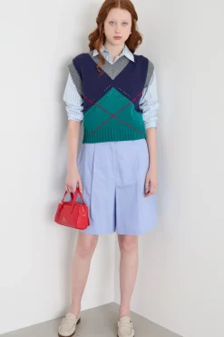 Gilet aderente - Blu Verde Grigio