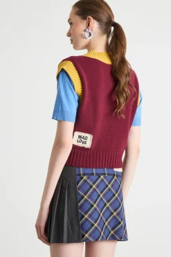 Gilet aderente - Bordeaux Lilla Giallo