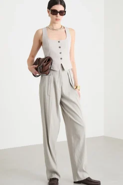 Gilet aderente con scollo squadrato - Grigio
