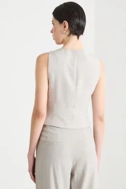 Gilet aderente con scollo squadrato - Grigio