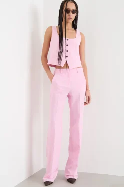 Gilet aderente con scollo squadrato - Rosa